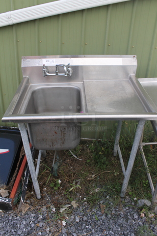 Eagle Stainless Steel Commercial Single Bay Sink w/ Right Side Drain Board, Faucet and Handles.