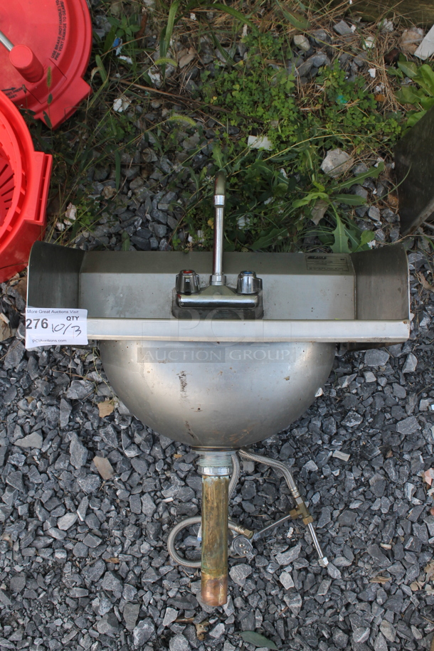 Eagle HSA-10-F-LRS Stainless Steel Commercial Single Bay Wall Mount Sink w/ Faucet and Handles. - Image 1 of 4