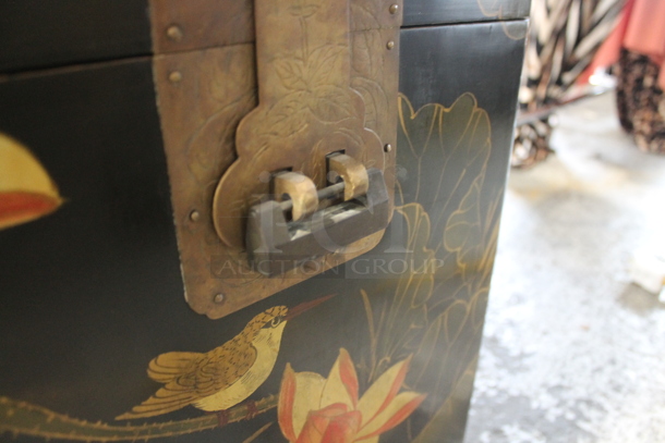 2 Black Chest w/ Lotus Flower Pattern. Units Are Locked. 2 Times Your Bid! - Image 6 of 7