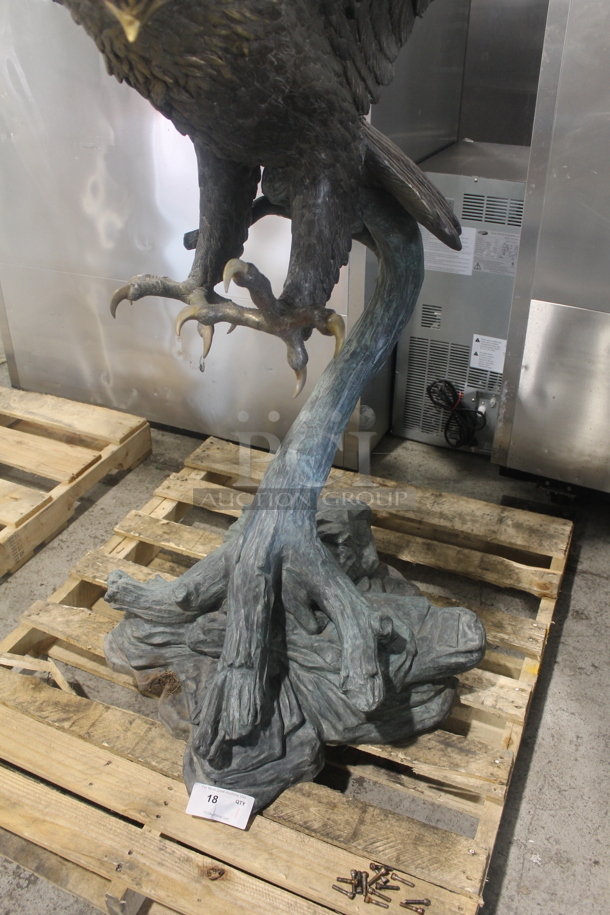 BEAUTIFUL Cast Bronze Eagle on Branch Statue. Listing Includes a Picture w/ a 5'8" Tall Human For Size Reference. - Image 4 of 6