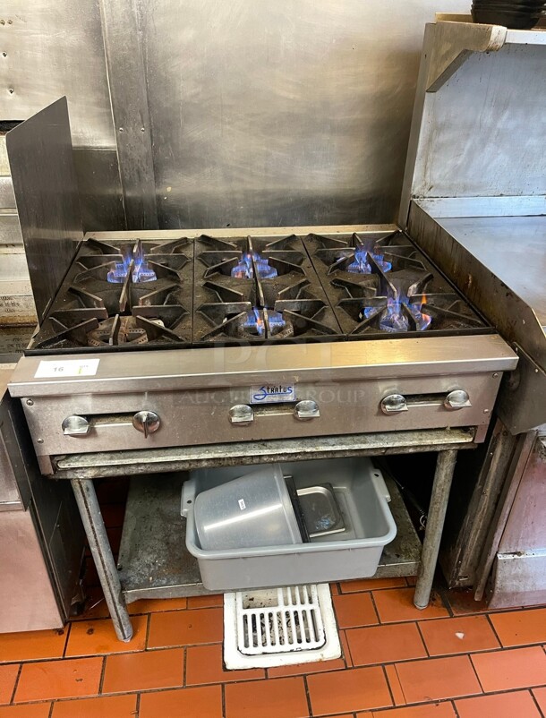 Working! Stratus SHP-36 36 inch Hot Plate 6 Burner Gas Counter Top Open Burner Commercial Tested and Working!