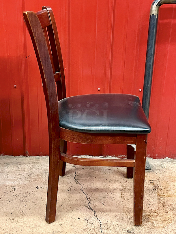 PREMIUM! Vertical Wood Slat Restaurant Chair With High Quality Padded Seating, Mahogany Finish. 17x21x30 3x Your Bid - Image 5 of 6