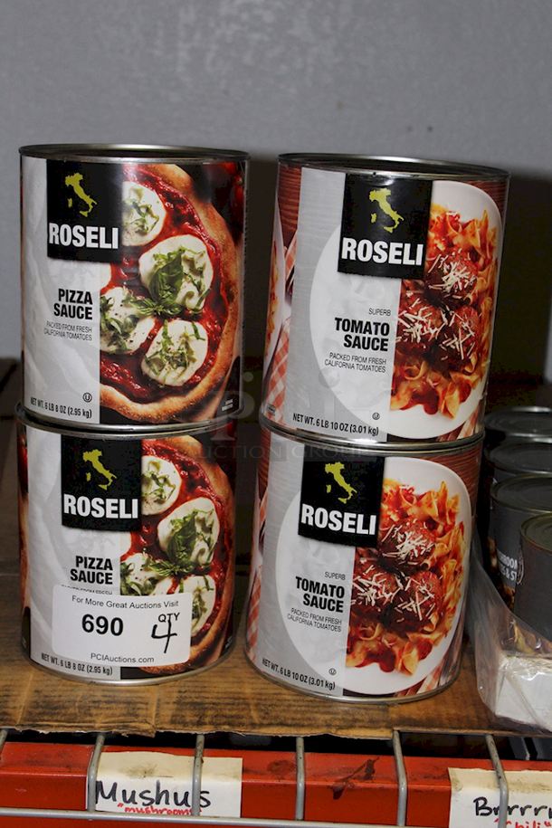2-PAIRS! Roseli Pizza Sauce (6lbs 8oz) and Tomato Sauce (6lb 10oz). 4x Your Bid - Image 1 of 1