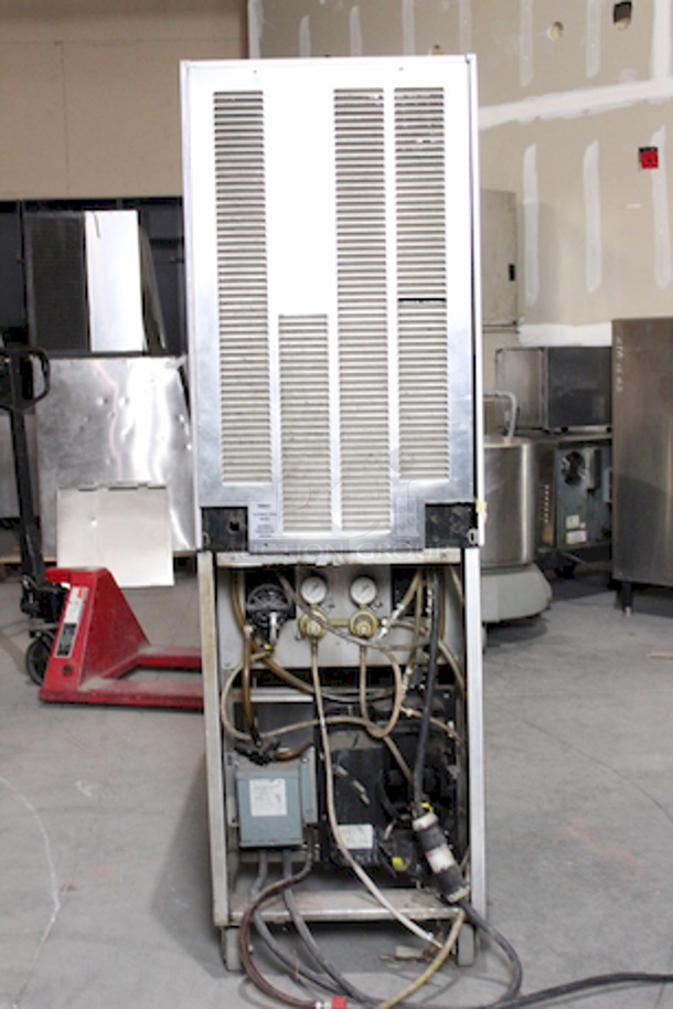 NICE! Lancer FBD500 Frozen Beverage Dispenser, 2 Flavors, On Cabinet With Commercial Casters, 208-230v/60Hz. 
20-1/4x30-1/2x67. Removed From Burger King In Working Order.  - Image 8 of 11