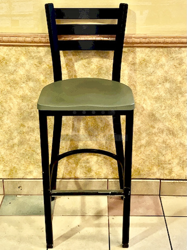 PRISTINE CONDITION! Pair of Plymold Quest Ladderback Steel Barstools with Composite Seat.

Overall Product Height	43"
Overall Product Depth	18"
Overall Product Width	16.25"
Seat Height	30"
Seat Depth	15.75"
Seat Width	16.375"

3x Your Bid - Image 6 of 6