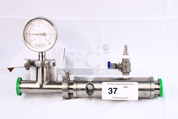 NEW/NEVER USED GW KENT Keg-2-Keg Quick Carb Sankey Keg System. Includes Inline-carbonation stone set up, valves and fittings. Built-in with sight glass, Tee, and sanitary pressure gauge. - Image 1 of 4