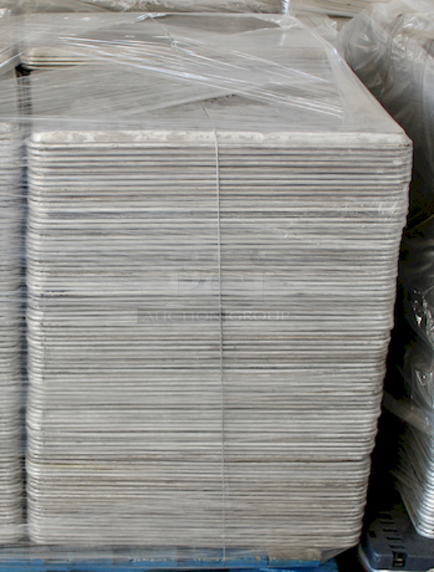 FAT STACK! 100 Stainless Steel Sheet Pans, Heavy Duty, Wire Rolled. 26x18. 100x Your Bid 