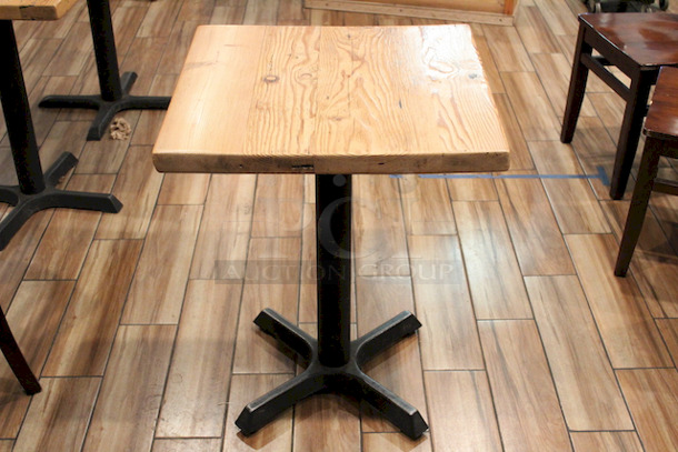  HIGH QUALITY! Solid Wood Tables With Steel Cross Style Base.   24x24x30