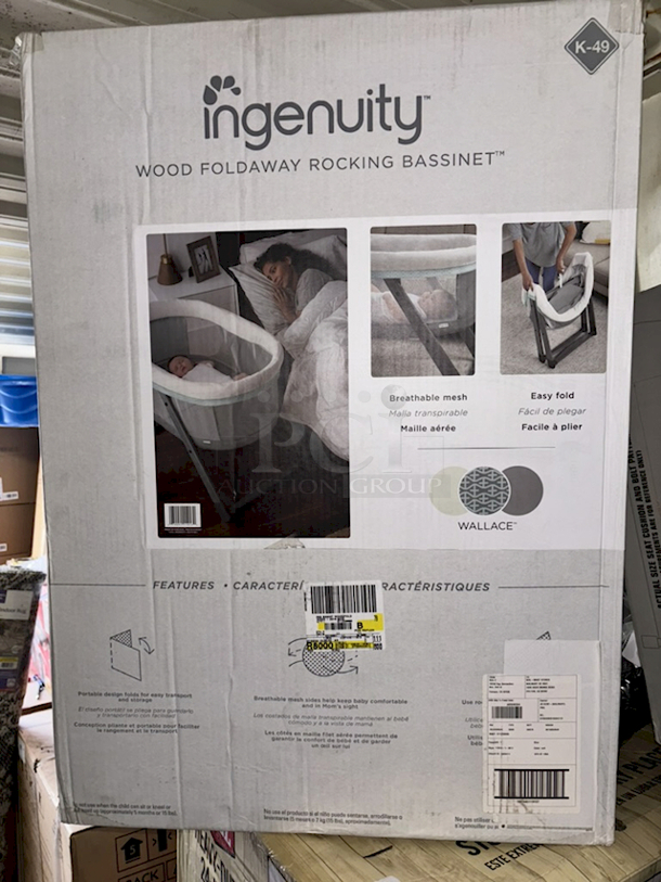 Ingenuity Wood Foldaway Rocking Baby Bassinet Classic - Wallace. 3x Your Bid.  37.00 x 23.25 x 28.00 Inches - Image 3 of 12