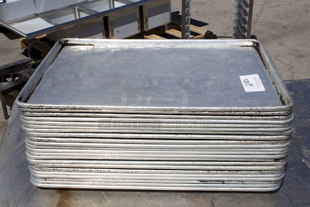 Full Size Sheet Pans, Wire In Rim Aluminum Pans. (27) Standard, (2) Perforated. 22x Your Bid - Image 8 of 8