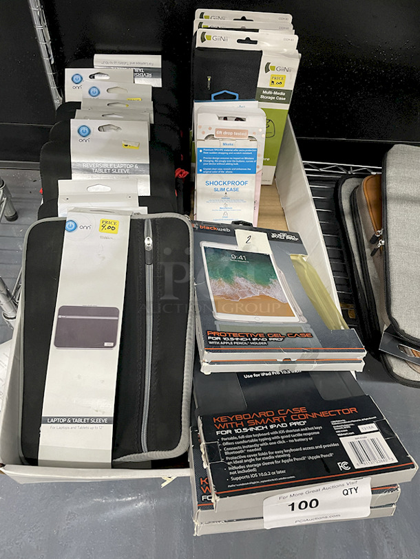 IPAD, TABLET, CELL PHONE, SD CARD & LAPTOP PROTECTORS. [1] ONN Laptop & Tablet Sleeve Up To 12