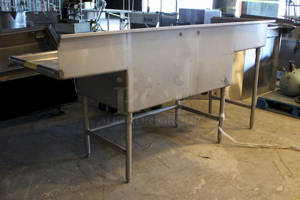 DEEP & WIDE! 2 Compartment Sink, Perfect For Large Pots, With Dual Drainboards, Back & Left Side Splash Guards, Drain Diverters. Approximately 72x24x40 - Image 3 of 3