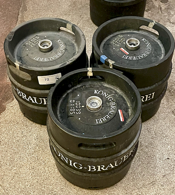 Set of (3) ¼ Barrel (7.75 Gal/30L) Polyurethane Coated Stacking Stainless Steel Type D Sanke Kegs - 3x Your Bid - Image 4 of 4