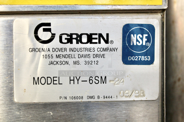 PERFECT CONDITION! Groen HY-6SM-24 HYPERSTEAM PRESSURELESS STEAMER (6) Pan Convection Steamer - Cabinet, Direct Steam. 24x35x58 120 V/60 Hz/1 ph - Image 7 of 7