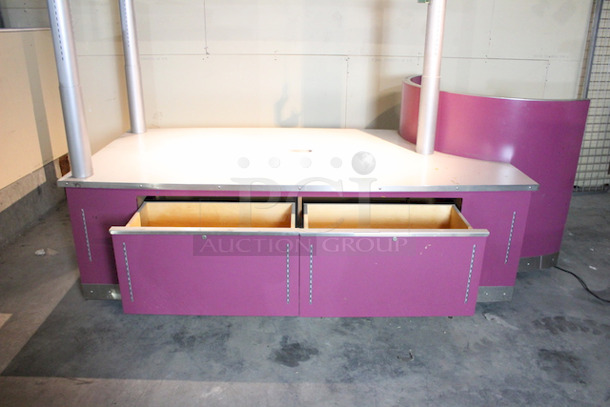 AWESOME!! Kiosk With Point of Sales Station, Locking Drawers, Track Lighting. On Commercial Casters. 115x60x105. 115v - Image 7 of 10