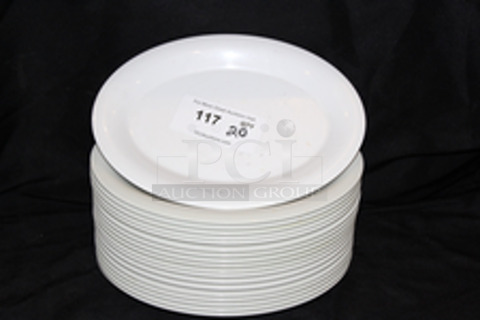 Carlisle N43082 Melamine Durus Oval Platter 12" X 9", 1", White.  It is ideal for use in temperatures up to 212°F. 
20x Your Bid