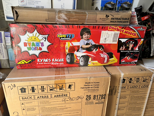 Ryan's World 6 Volt Ryan Racer Battery Powered Ride-on. Features max speed of 4 MPH, Forward and Reverse. Comes with Battery and Charger. Box has cut-outs on the Inside and Ryan Sticker sheet to personalize your ride! - Image 2 of 3