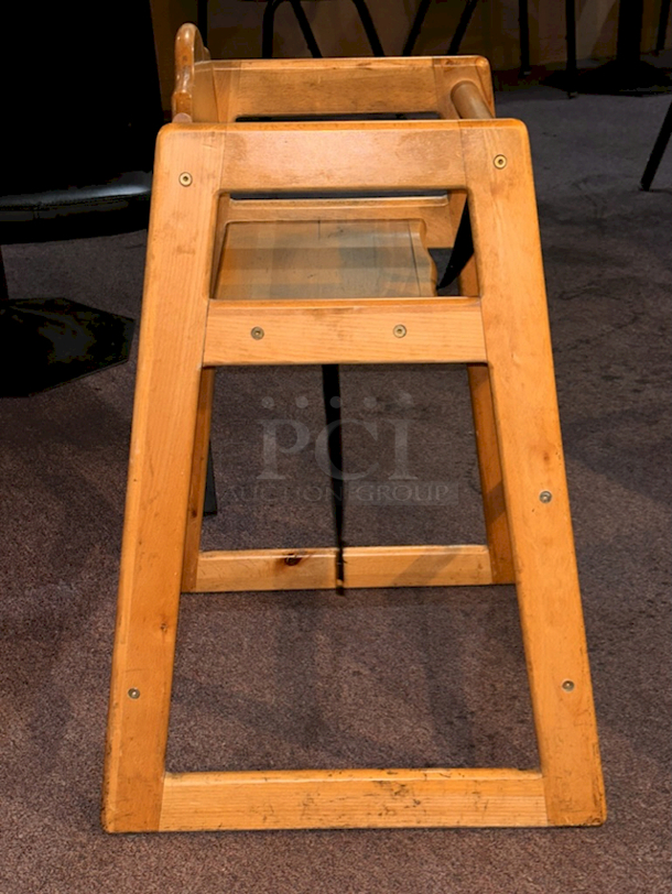 SOLID! Wood Highchair, Standard Height, Walnut Finish With Safety Strap.  - Image 3 of 5