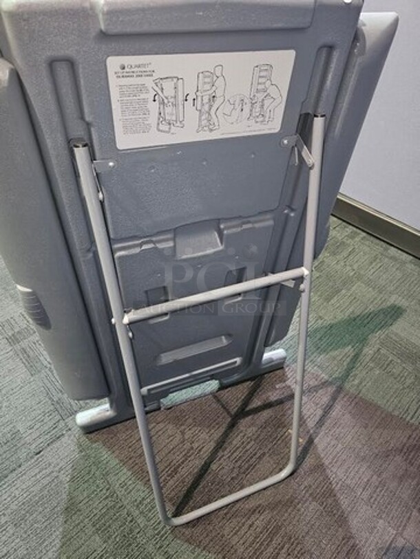 Quartet folding easel- gray in color. In good condition- minor scuffs and cosmetic marks from normal wear and tear. 44"H x 28"W x 18"D. 

  - Image 3 of 3