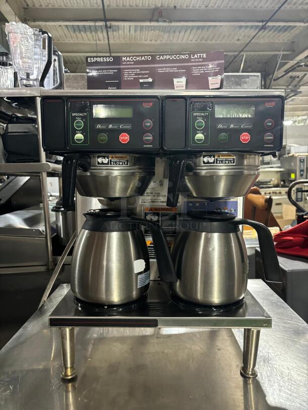 Bunn 38700.0096 Axiom 2/2 Twin 12 Cup Automatic Coffee Brewer with 2 Lower Warmers - 120/208-240V

 - Image 1 of 5
