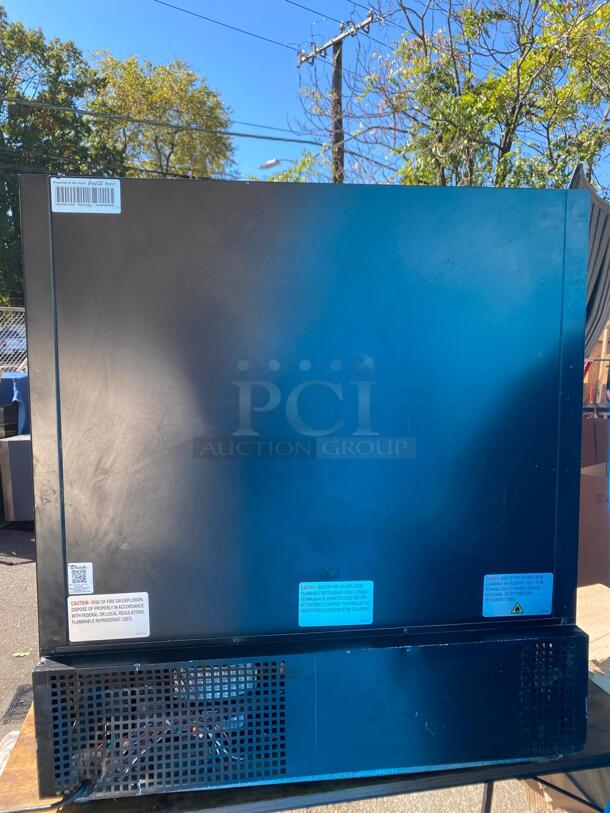 True GDM-09-SQ-HC-LD 36" Countertop Refrigerator w/ Front Access - Sliding Doors, Black, 115v
 - Image 4 of 5