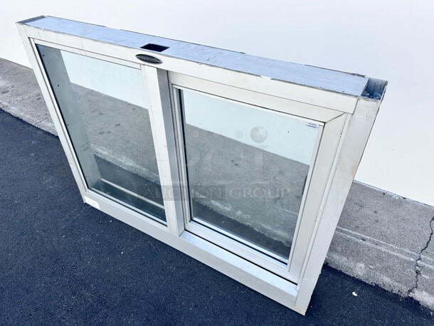 New Quikserv  Self-Closing Side Sliding Transaction Window With Standard Frame 36 W x 36 H Right Hand Slide Clear Anodized NSF - Image 8 of 8