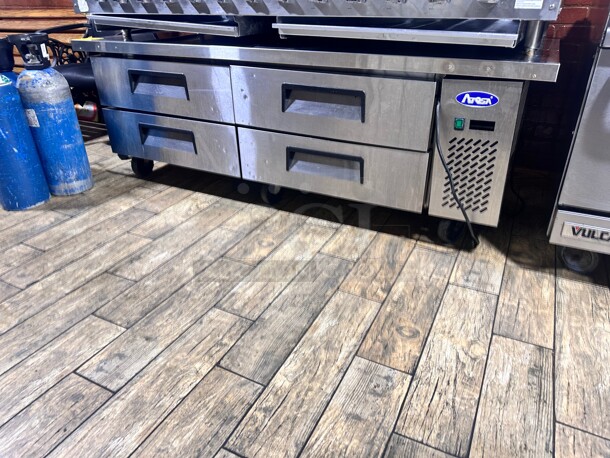 Late Model Atosa MGF8453GR 72 inch Double Section Stainless Steel Chef Base Stainless interior & exterior Working - Image 7 of 7