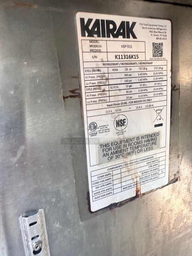 Kairak KBP-91S KAIRAK REFG PREP TABLE 115 Volt Remote Unit - Image 8 of 10