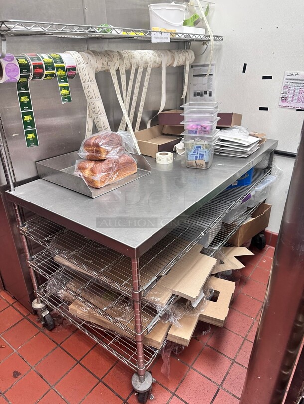 Commercial Stainless Steel Work Table With One Over Shelf and 3 Under Shelves NSF On Casters - Image 5 of 6