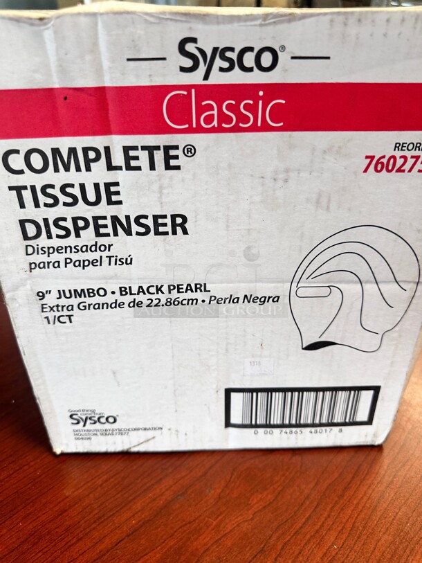 New Sysco Classic Complete Toilet Tissue Dispenser, Black 9 inch Twin Jumbo