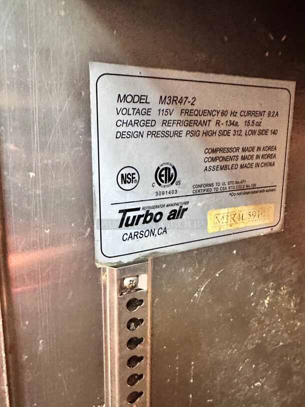 Turbo Air M3R47-2 M3 Series 52 inch Solid Door Stainless Steel Reach-In Refrigerator 115 Volt - Image 5 of 7