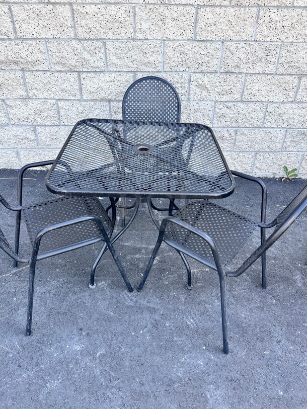 One Set Of Metal Table and Three Chairs  - Image 3 of 6