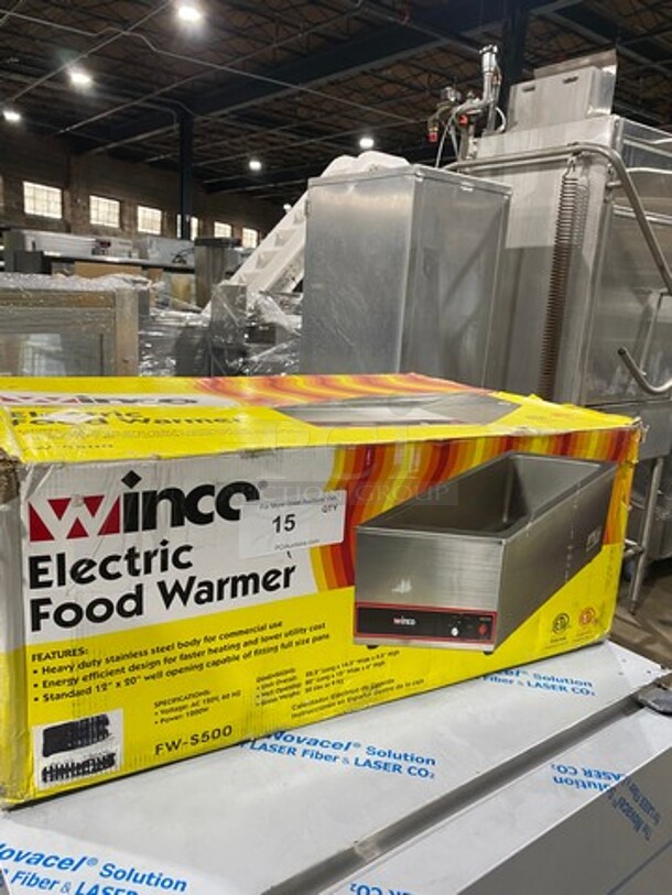 NEW! IN THE BOX! Winco Commercial Countertop Single Well Food Warmer! All Stainless Steel! Model: FWS500 SN: FWS50010072775 120V