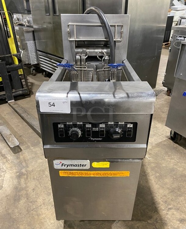 Frymaster Commercial Electric Powered Split Bay Deep Fat Fryer! With Metal Frying Baskets! All Stainless Steel! On Casters! Model: RE1142SE SN: 1508NA0057! 208V 60HZ 3 Phase! 
