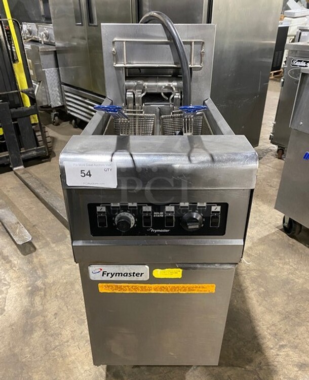 Frymaster Commercial Electric Powered Split Bay Deep Fat Fryer! With Metal Frying Baskets! All Stainless Steel! On Casters! Model: RE1142SE SN: 1508NA0057! 208V 60HZ 3 Phase!  - Image 1 of 11