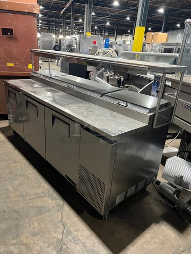 True Commercial Refrigerated 3 Door Pizza Prep Table! With Overhead Shelf! With Ticket Rail! All Stainless Steel! On Casters! Model: TPP93 SN: 4979455 115V 60HZ 1 Phase - Image 2 of 11