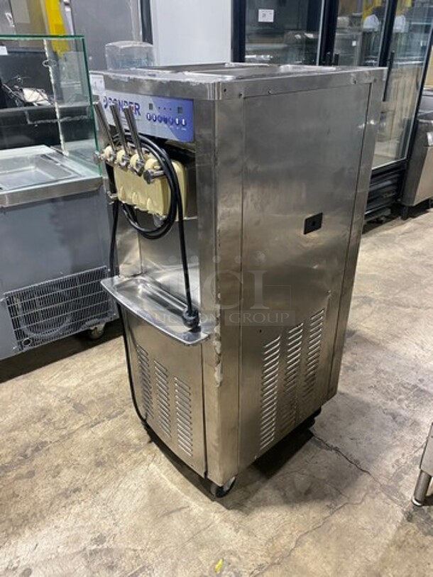 Donper America Commercial 3 Handle Soft Serve Ice Cream Machine! All Stainless Steel! On Casters! Model: BH7480 SN: D132M000010A012442 - Image 2 of 11