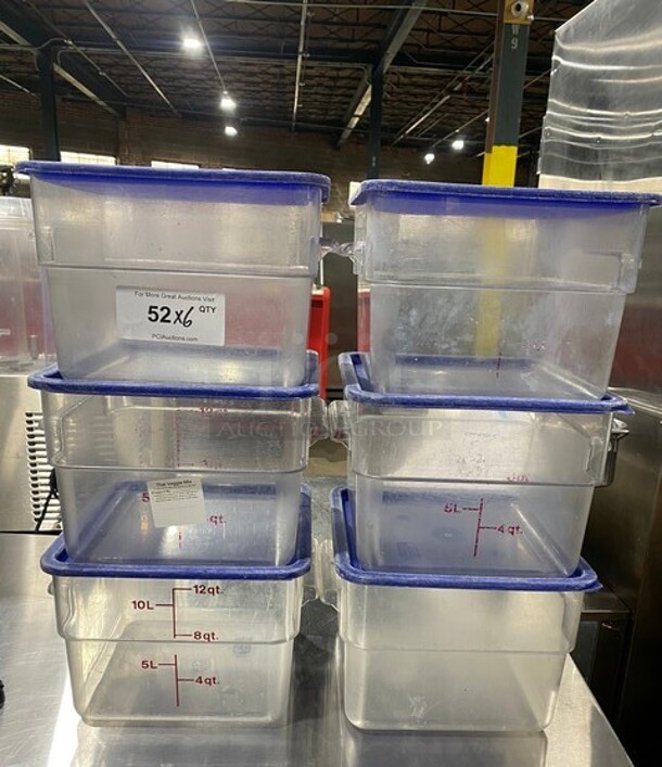 Cambro 12Qt Translucent Square Polypropylene Square Food Storage Containers With Lid! 4x Your Bid!