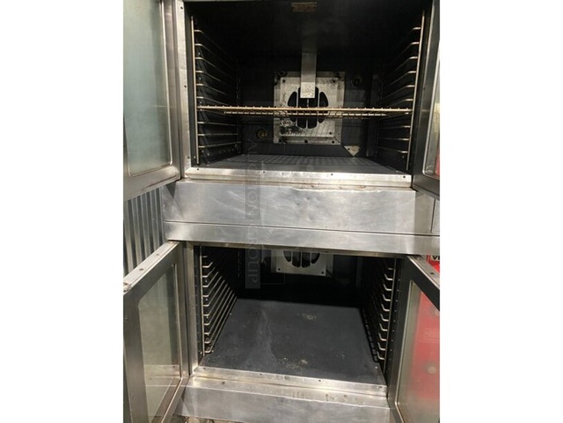 Vulcan Commercial Natural Gas Powered Double Stack Convection Ovens! With View Through Doors! All Stainless Steel! Model VC6GD38 Serial 481509660! On Casters! 2 X your Bid Makes One Unit!  - Image 5 of 12