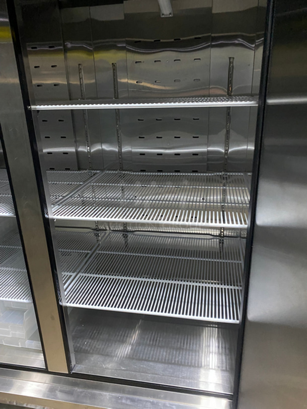 BEAUTIFUL! LIKE NEW! BARELY USED! LATE MODEL! 2021 Atosa Commercial 3 Door Reach In Refrigerator! With Poly Coated Racks! All Stainless Steel! On Casters! Still Under Manufacturers Warranty Model: MBF8508GR SN: MBF8508GRAUS1T0321060800C40016 115V 60HZ 1 Phase - Image 6 of 11