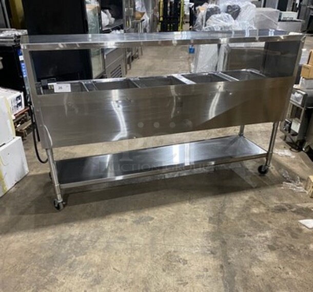 Eagle Commercial Electric Powered 5 Well Steam Table! With Storage Space Underneath! All Stainless Steel! On Casters! Model: YSPHT5 SN: 2008990192 208V 60HZ 1 Phase - Image 1 of 10