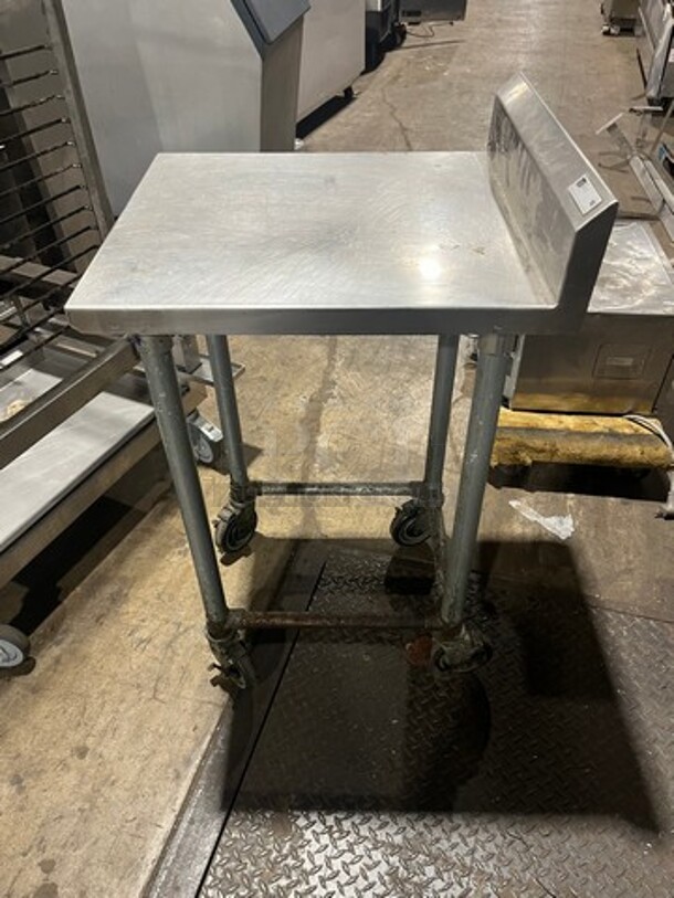 John Boos All Stainless Steel Open Base Work/Prep Table! With Raised Backsplash! On casters!  - Image 4 of 5