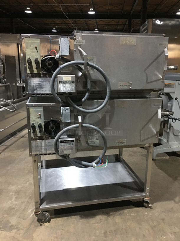 NICE! Lincoln Impinger Eletcric Powered Double Deck Conveyor Pizza Oven! With Storage Area Underneath! All Stainless Steel! On Casters! 2x Your Bid! Working When Removed! - Image 3 of 12