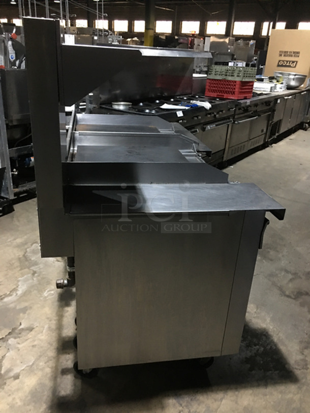 AMAZING! Southbend Commercial Heavy Duty Natural Gas Powered Double Plancha Workstation! With Dual Sided Work Ends! With Dual Sided Back Splash And Salamander Shelves! With Storage Space Underneath! All Stainless Steel! On Casters! Model: PC12CS SN: 16K51295 - Image 3 of 12