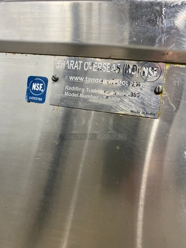 NICE! Bharat Overseas Commercial Gas Powered Tandoor Oven! With Lid! Solid Stainless Steel! On Casters! Model: TD166 - Image 9 of 10