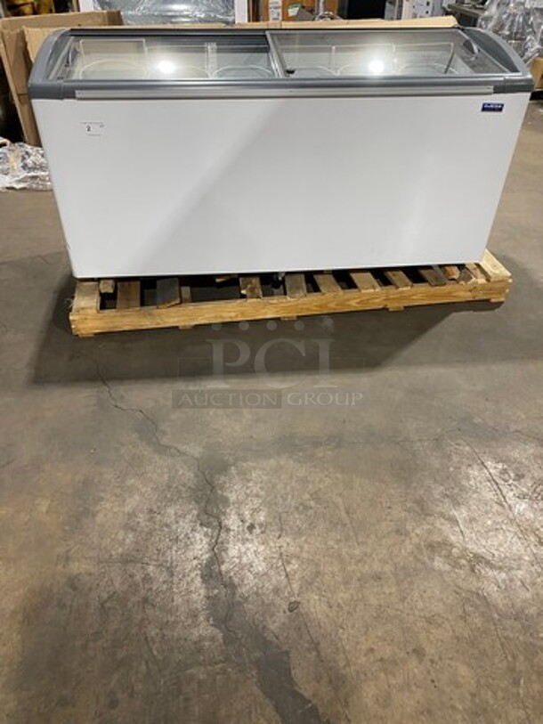 COOL! NEW! SCRATCH-N-DENT! Ojeda Commercial Refrigerated Reach Down Ice Cream Dipping Cabinet/ Chest Freezer! Model: NBH68 SN: 083102439019Y 120V 60HZ 1 Phase