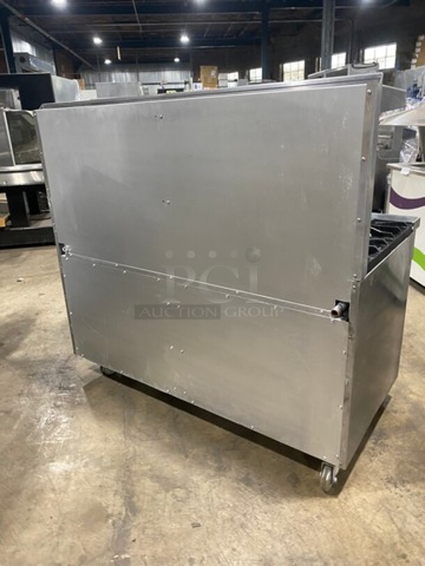 Imperial Commercial Natural Gas Powered 6 Burner Stove With Right Side Flat Griddle! Griddle Has Side Splashes! With Raised Back Splash And Salamander Shelf! With 2 Oven Underneath! Metal Oven Racks! All Stainless Steel! On Casters! - Image 3 of 11