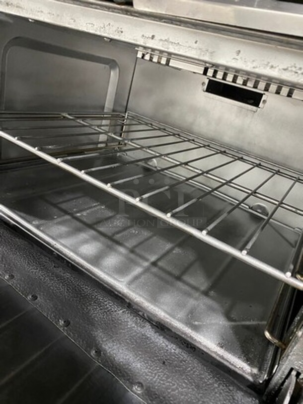 GREAT! Sunfire Commercial Natural Gas Powered 10 Burner Stove! With Raised Back Splash And Salamander Shelf! With 2 Full Size Oven Underneath! All Stainless Steel! On Casters! - Image 8 of 10