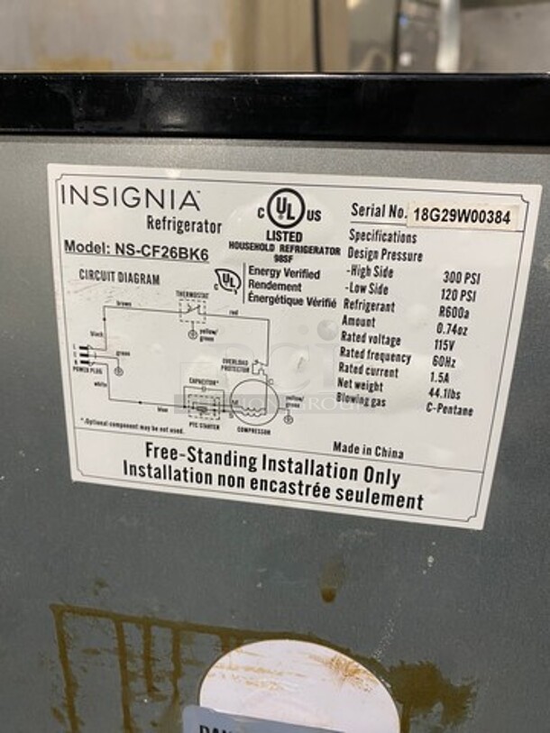 Insignia Mini Cooler! MODEL NSCF26BK6 SN:18G29W00384 115V  - Image 8 of 8