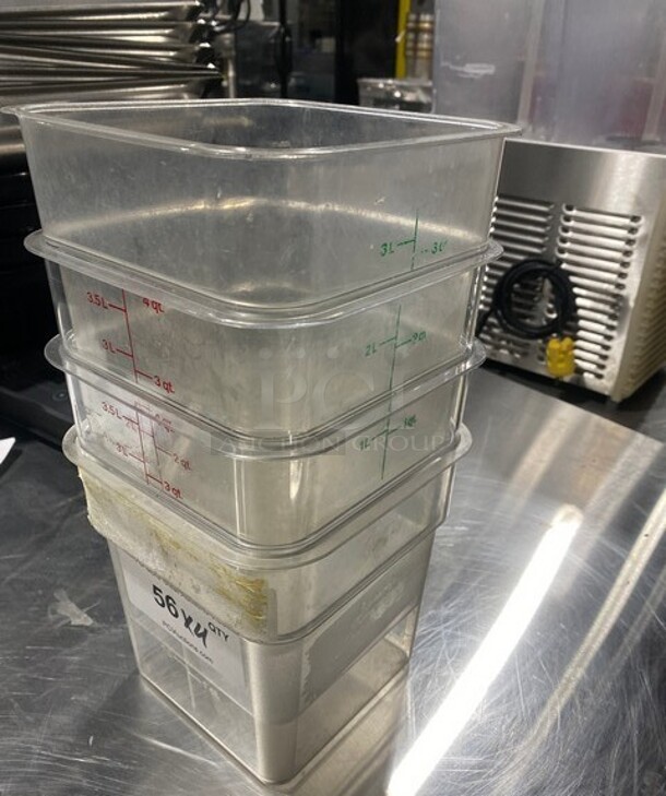 Cambro 4QT Translucent Square Polypropylene Square Food Storage Containers! 4x Your Bid! - Image 2 of 9